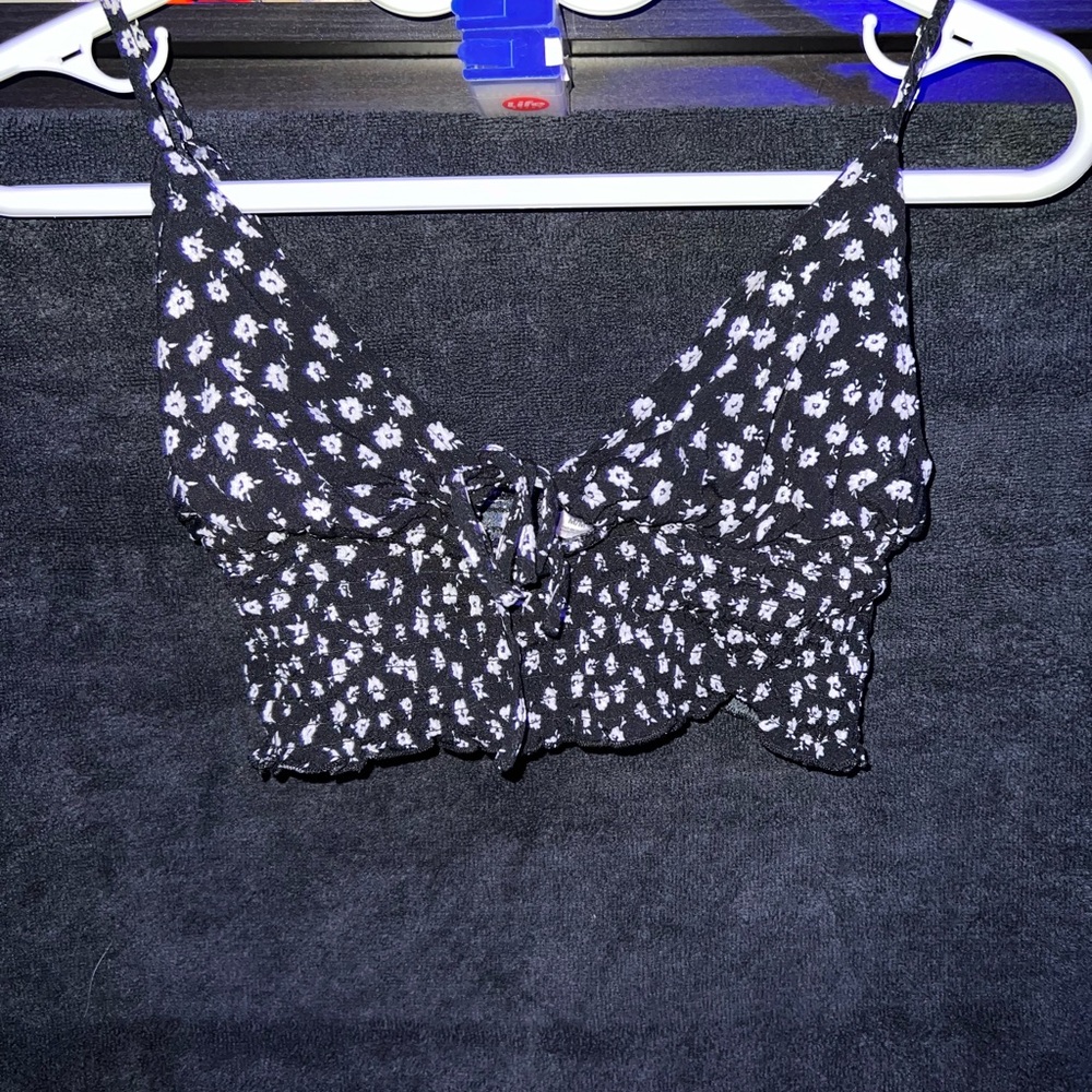 Floral Black and White Women's Top